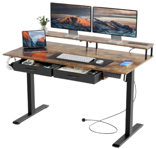 cowish adjustable desk with drawers