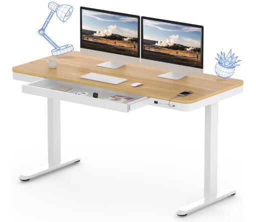 flexispot comhar q3 standing desk for multiple monitors with drawers