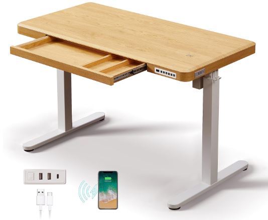 rising electric standing desk with drawers