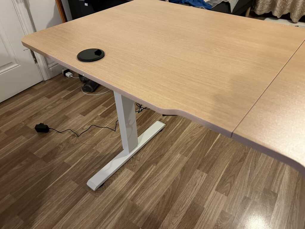 view of our own assembly testing flexispot large standing desk for programmers after our unboxing package
