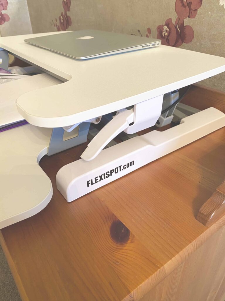 view of our own assembly testing flexispot cheap standing desk converter after our unboxing package