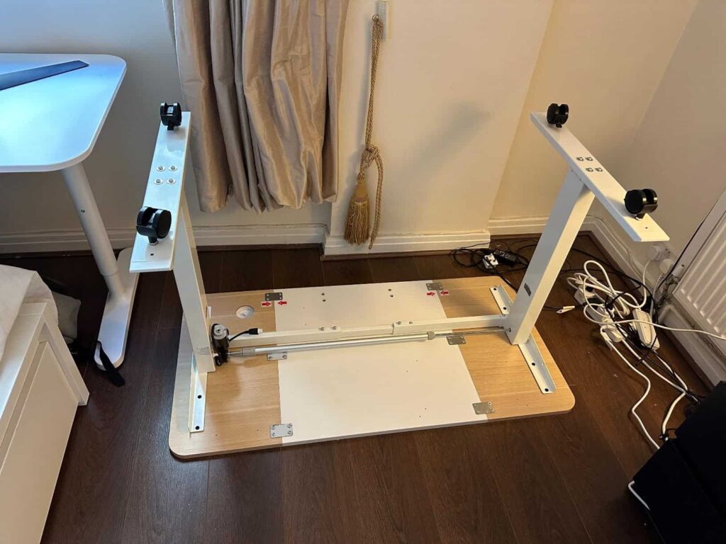 view of our own purchase testing deskspot m1 pro standing desk with wheels for small spaces our unboxing package arrival several weeks to months