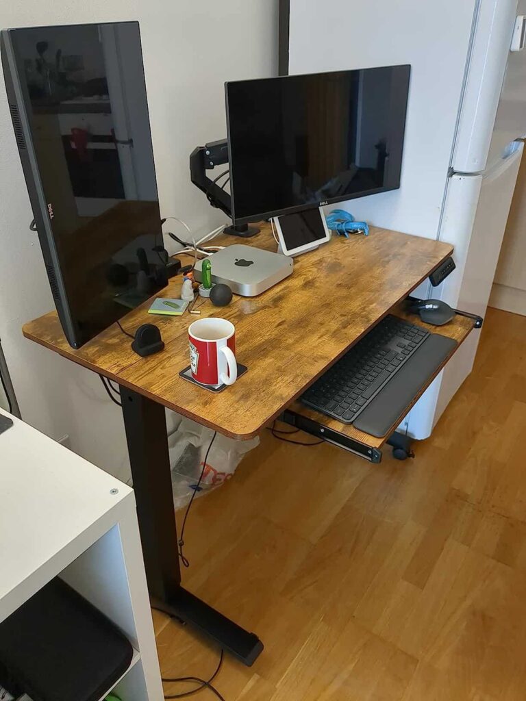 view of our own purchase testing fezibo eu y sde standing desk for 2 monitors and a laptop our unboxing package arrival several weeks to months