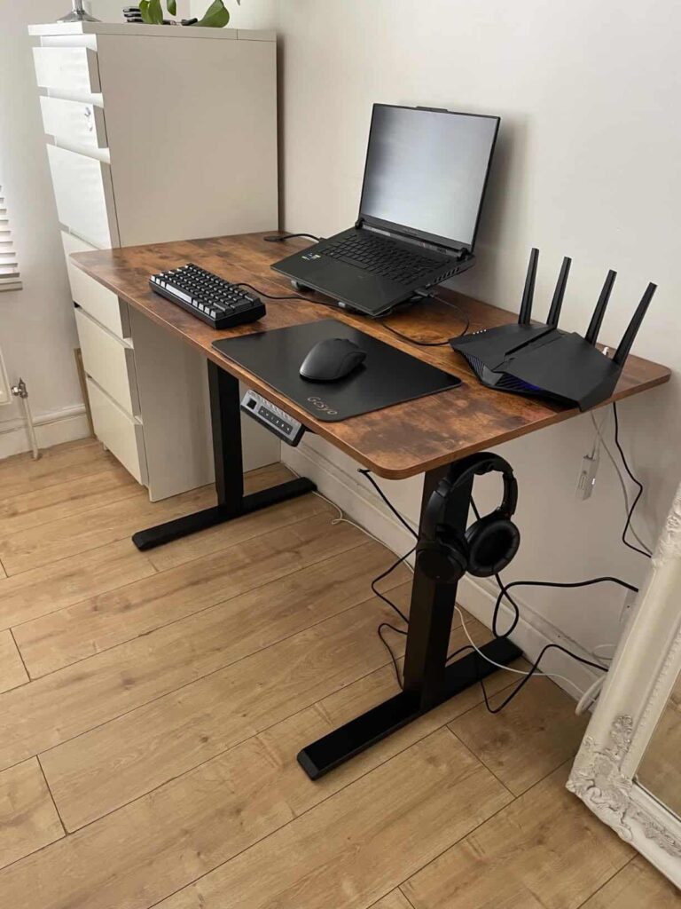view of our own purchase testing fezibo standing desk for work from home our unboxing package arrival several weeks to months