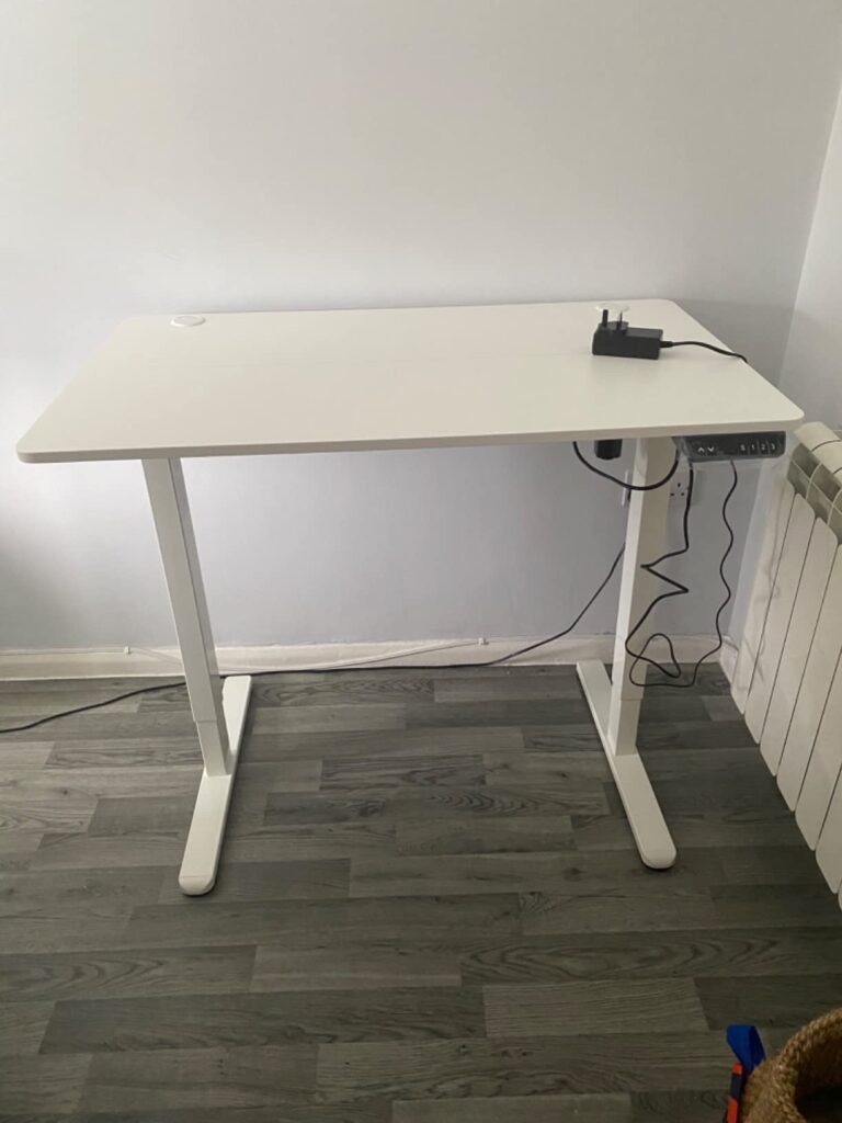 view of our own purchase testingfezibo basic electric (feature packed on a budget) budget standing desk uk unboxing package arrival several weeks to months