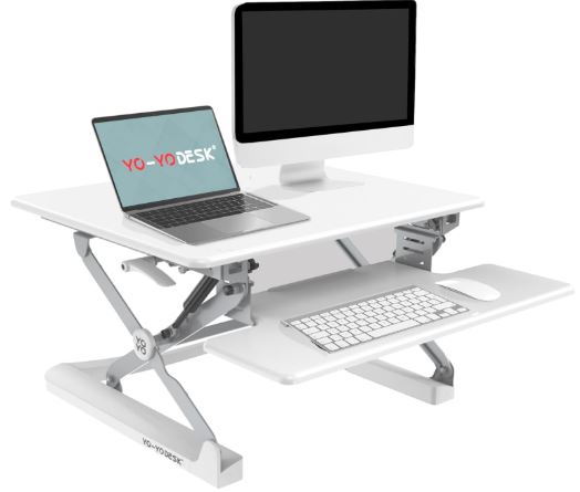 yo yo sit stand desk converter dual monitor